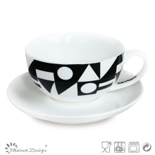 8oz Porzellan Tasse und Untertasse schwarz Decal Design